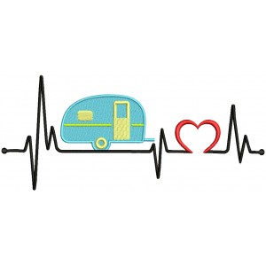 Camper Heartbeat Love Filled Machine Embroidery Design Digitized Pattern